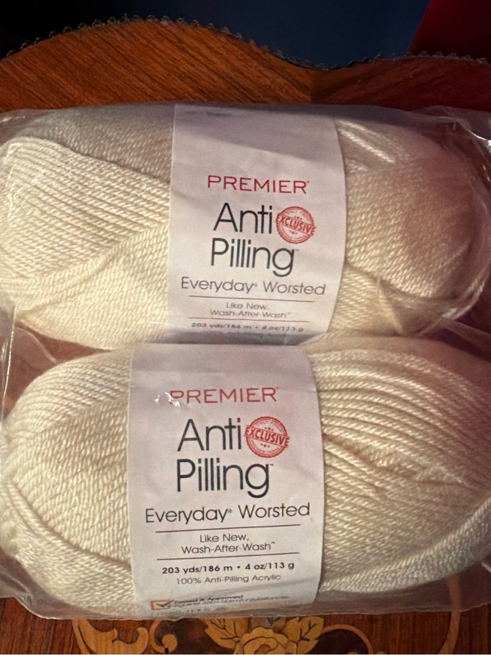 New 2 Pack Premier Anti Pilling Everyday Worsted Solid Yarn Cream Natural Pearl